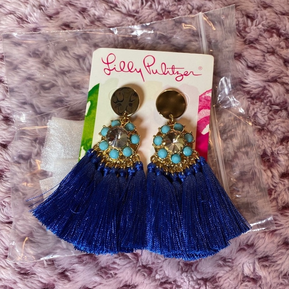 Lily Pulitzer blue tassel earrings